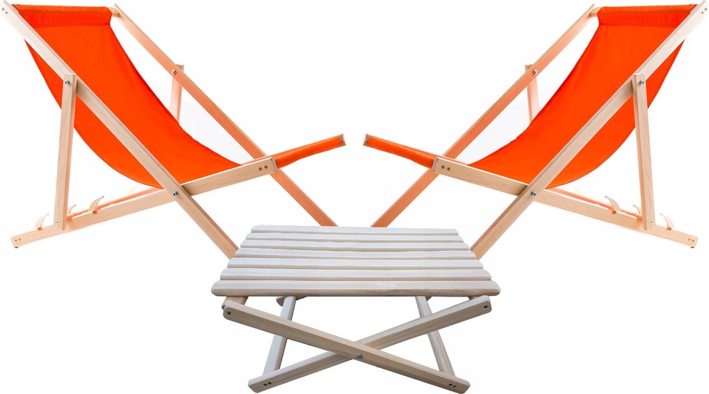 2X Kerti Napozóágy Fából Woodok Narancssárga Dohányzóasztal