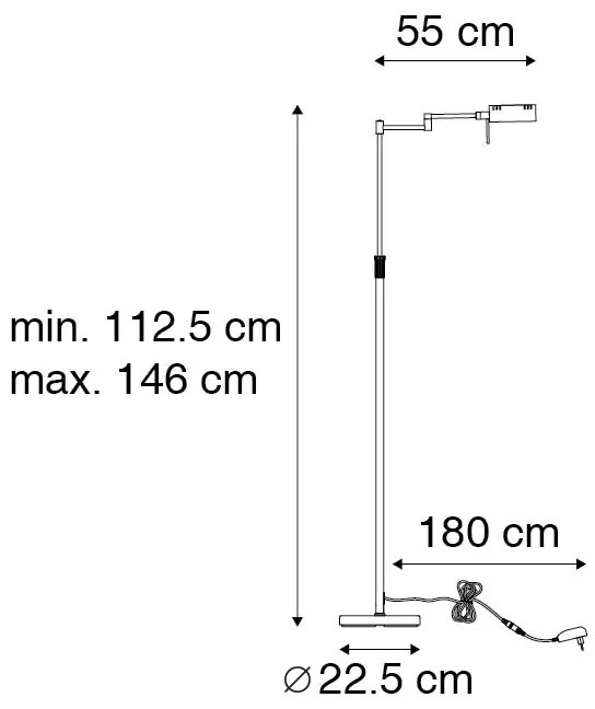 Design állólámpa acélból, LED-del és érintőképernyős dimmerrel - Notia