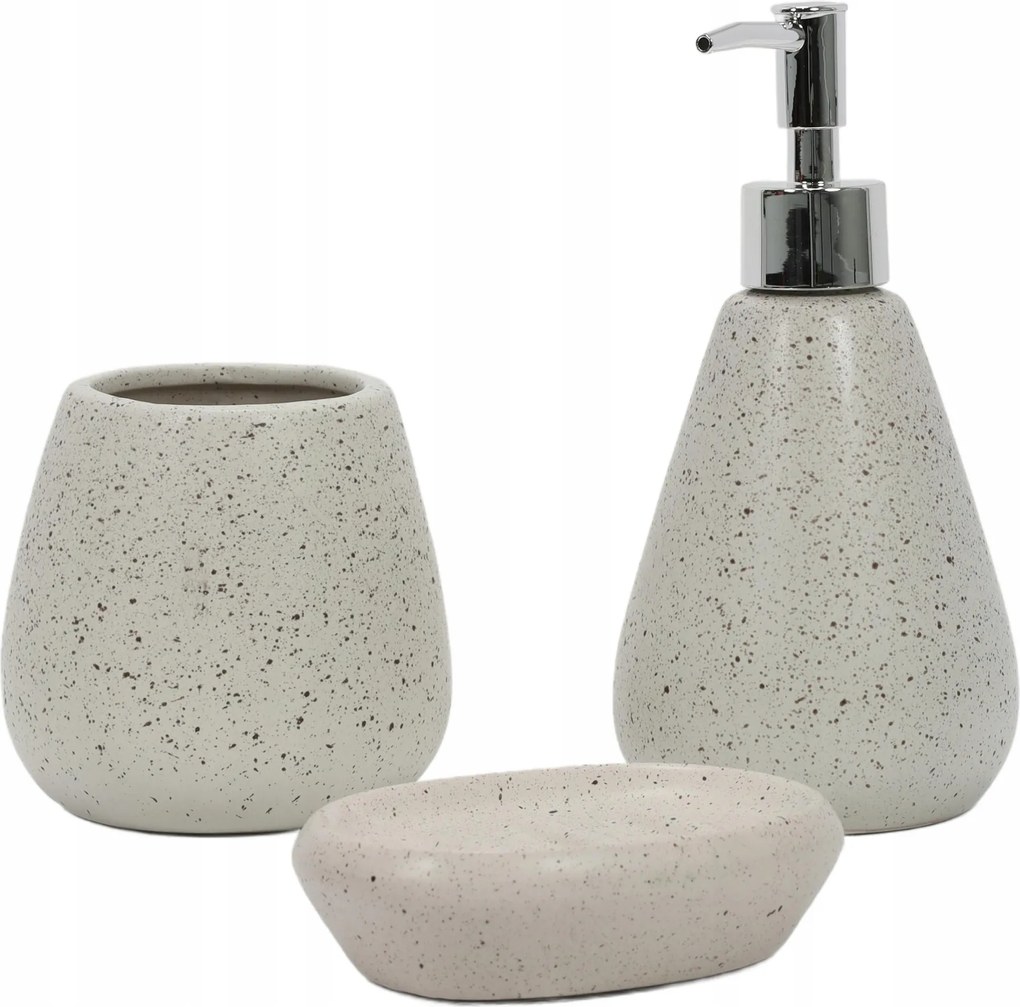 Fürdőszobai Kiegészítő Szett Szappan Adagoló Krémszínű 3 Db-os