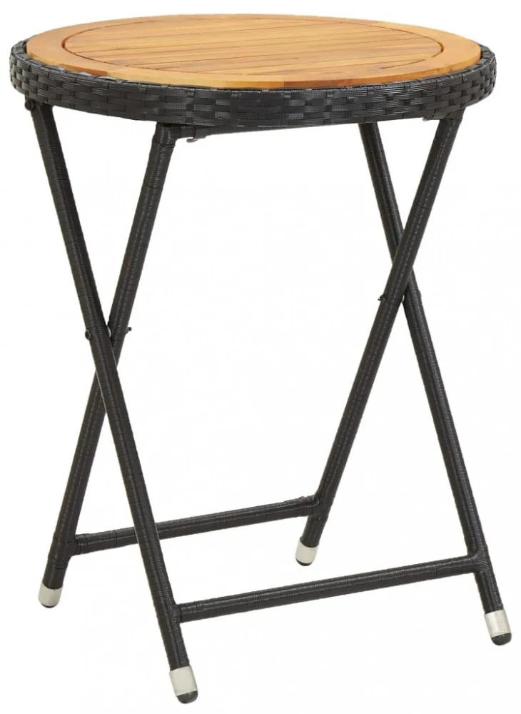 Fekete tömör akácfa teázóasztal 60 cm