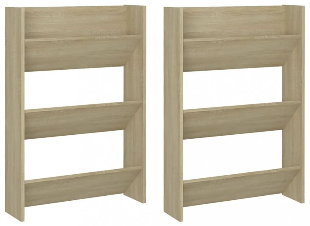2 db sonoma-tölgy fali cipősszekrény 60 x 18 x 90 cm