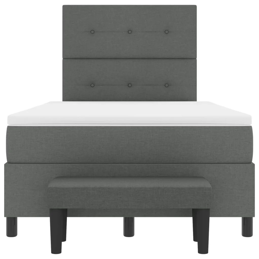 box spring ágy matraccal és pad sötétszürke 120x190 cm szövet
