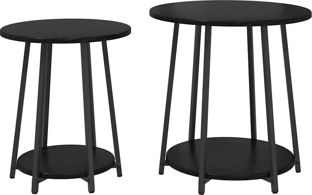 vidaXL Kisasztal készlet polcokkal 2 pcs Fekete tölgy