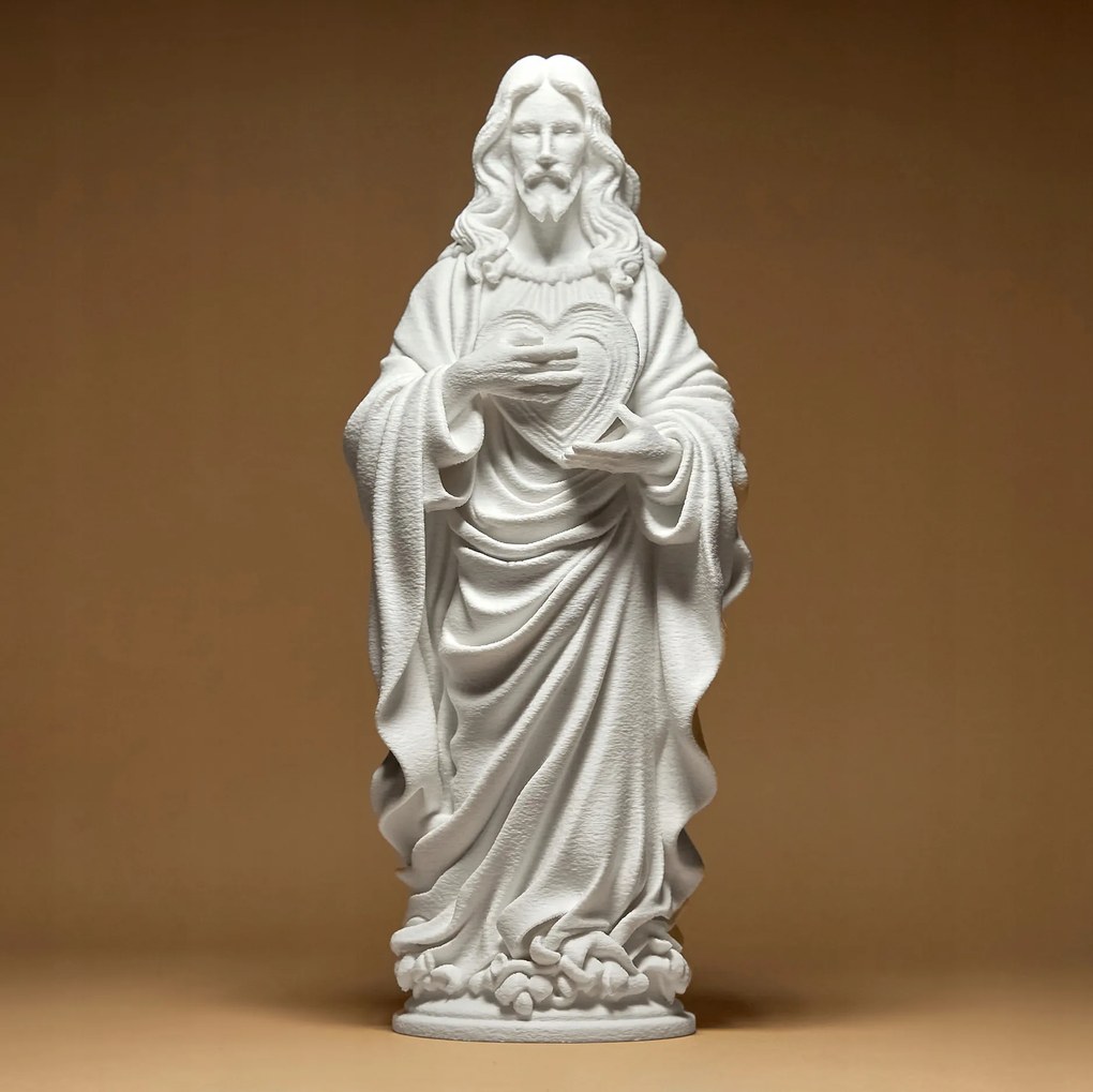 Jézus Krisztus szívvel szobor figura dekoráció 3D nyomtatás 20cm