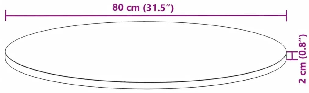 kerek tömör akácfa asztallap Ø80 x 2 cm