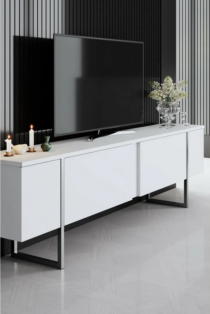 Luxe White and Silver TV-asztal