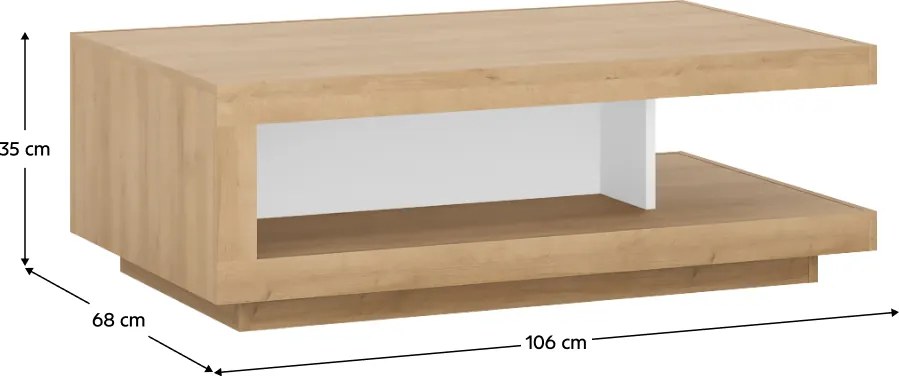 Dohányzóasztal LYOT01, tölgy riviera/fehér extra magasfényű, LEONARDO