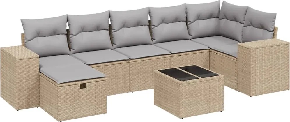 vidaXL 8 részes vegyes bézs polyrattan kerti ülőgarnitúra párnákkal