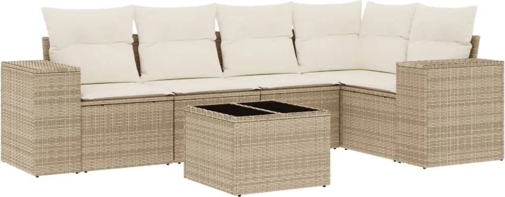 vidaXL 6 részes bézs polyrattan kerti ülőgarnitúra párnával