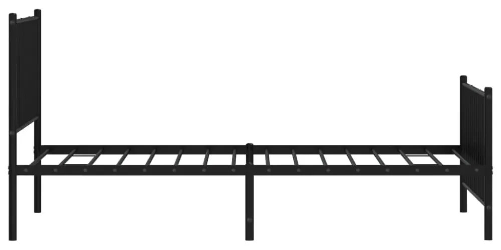 fekete fém ágykeret fej- és lábtámlával 90 x 190 cm