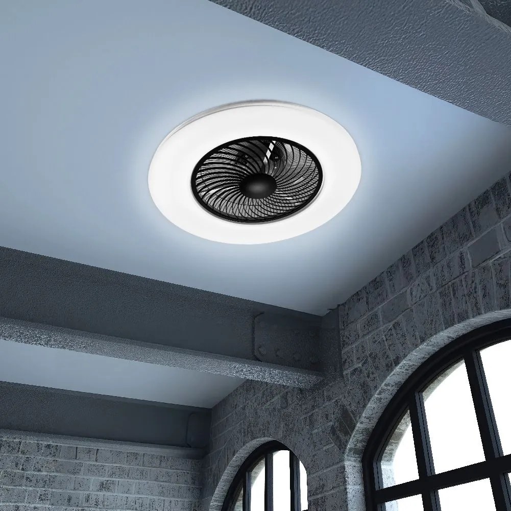 Toolight Szerszámlámpa, LED mennyezeti lámpa ventilátorral APP1552-C, fekete-fehér, OSW-05181