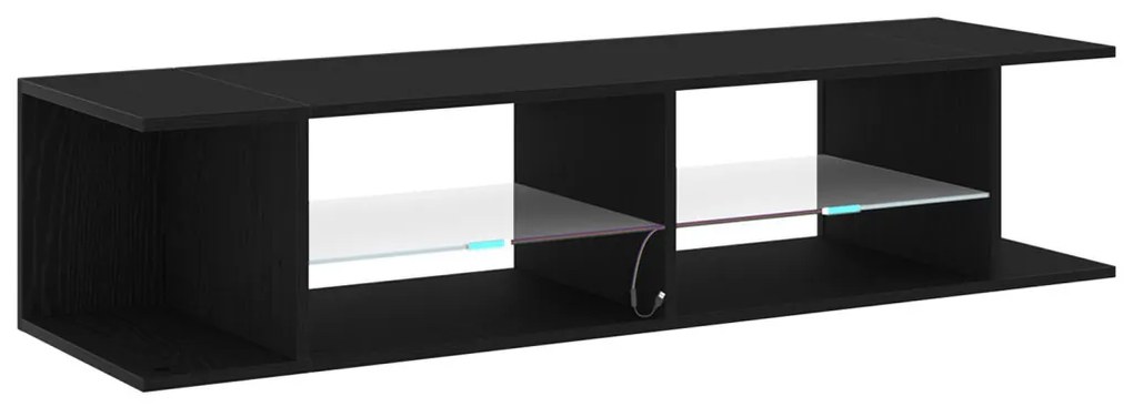 TV Szekrény LED Fénnyel Fekete Tölgy 135x39x30cm Összeszerelve