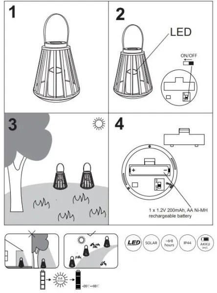 Globo 36654 - LED Napelemes lámpa SOLAR LED/0,06W/3V 3200K IP44