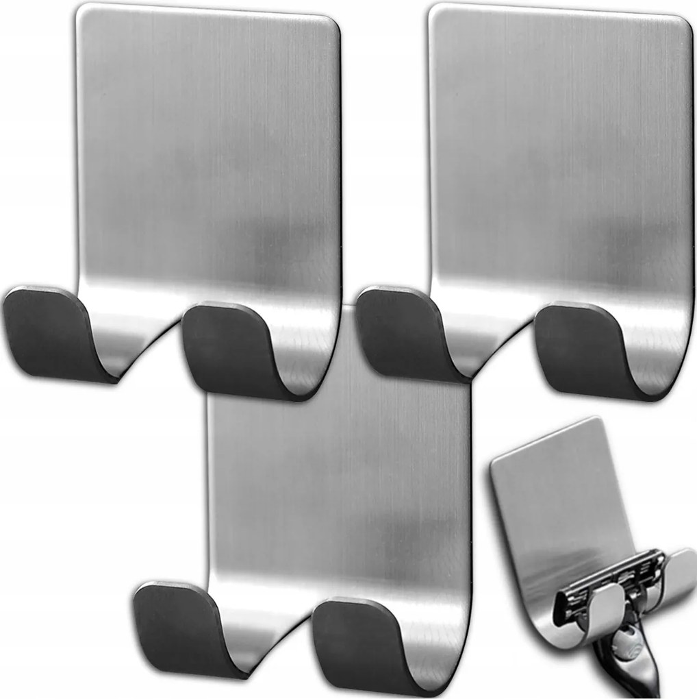 Fürdőszobai Akasztók Szett 3db Ezüst Öntapadós Akasztó 3M