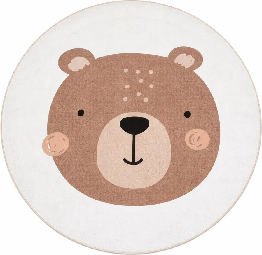 Barna-krémszínű mosható gyerek szőnyeg ø120 cm Teddy Bear – Mila Home