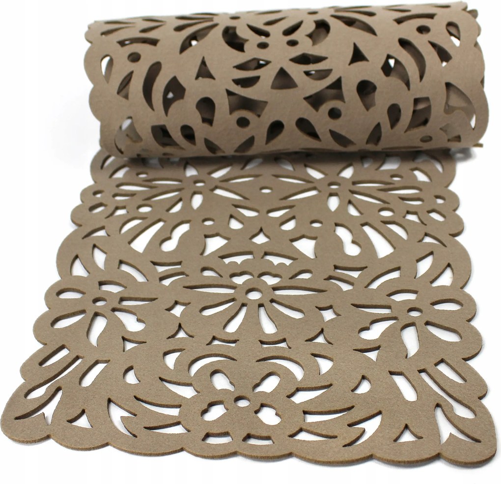 Poliészter filc futófelület bézs 100 cm Árvácska mintás