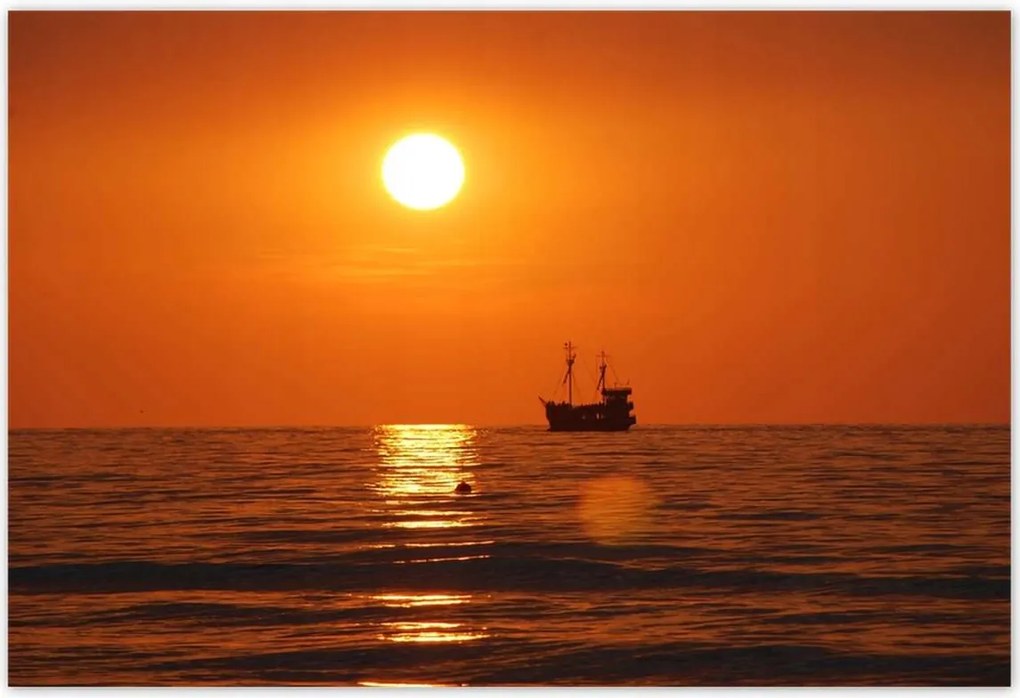 Poszterek 185x125 Naplemente hajóval