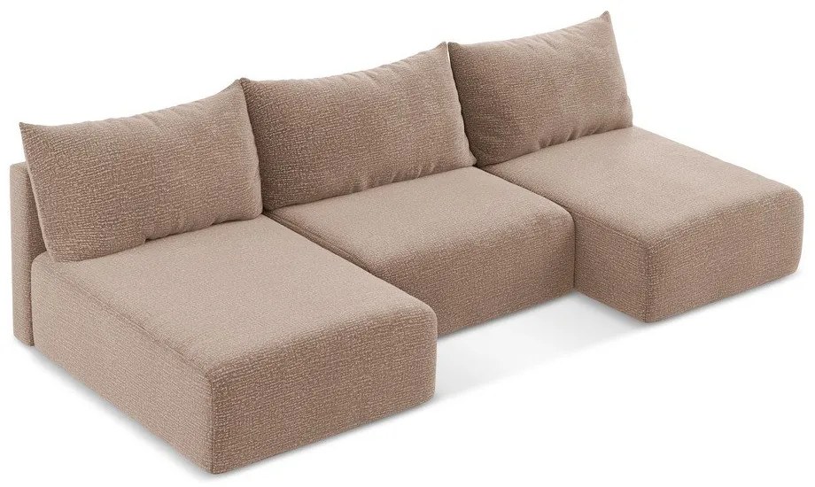 Világosbarna kinyitható-tárolóhelyes sarokkanapé Kalena – Makamii