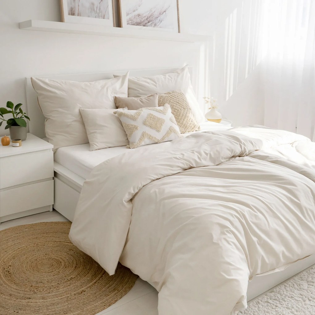 Goldea pamut ágyneműhuzat garnitúra - elefántcsont 150 x 200 és 50 x 60 cm