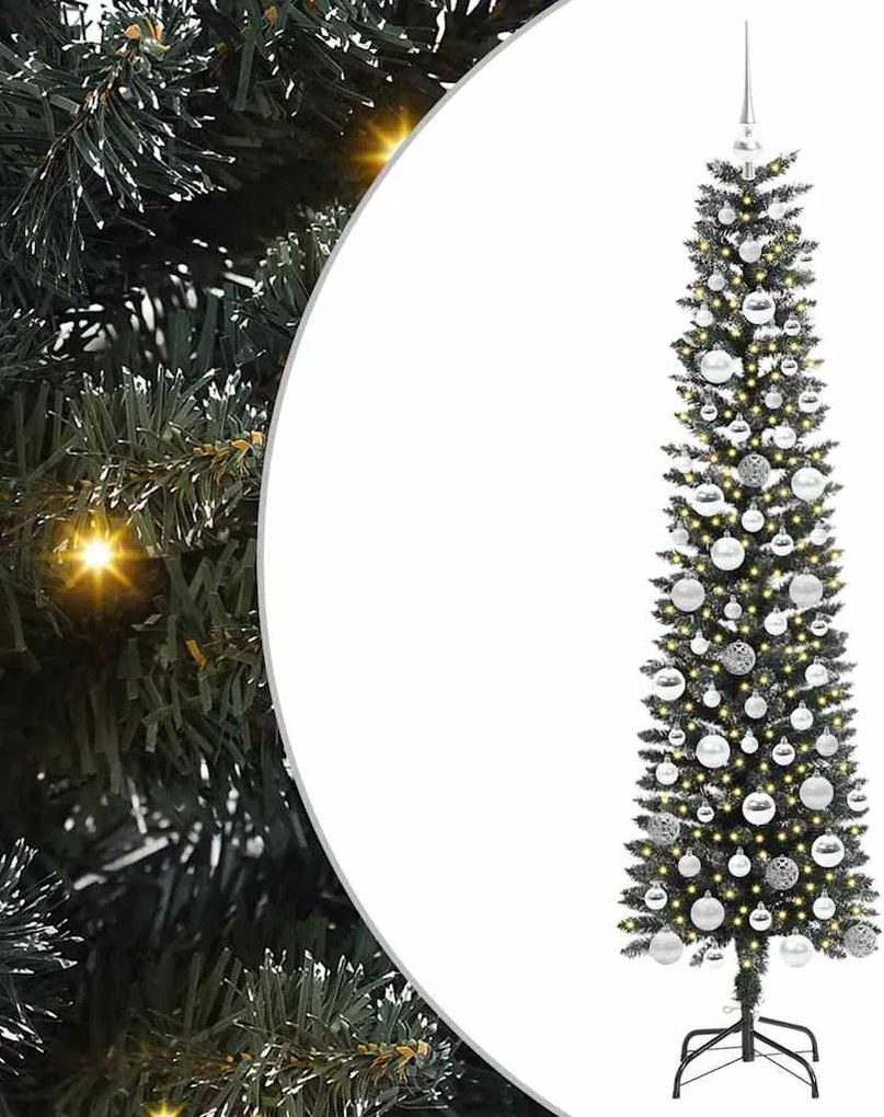 vidaXL Mű karácsonyfa 300 LED-del Zöld 180 cm PVC és Műanyag és Acél