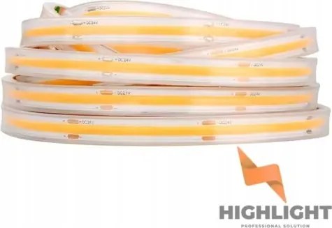 5m Cob Led szalag vízálló Meleg 3000K IP67 24V 10W 480 Led CRI90