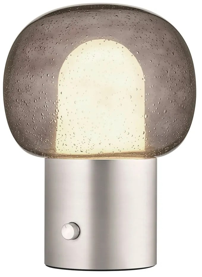 Ezüstszínű alumínium LED asztali lámpa üveg búrával (magasság 32 cm) Iris – Blomus