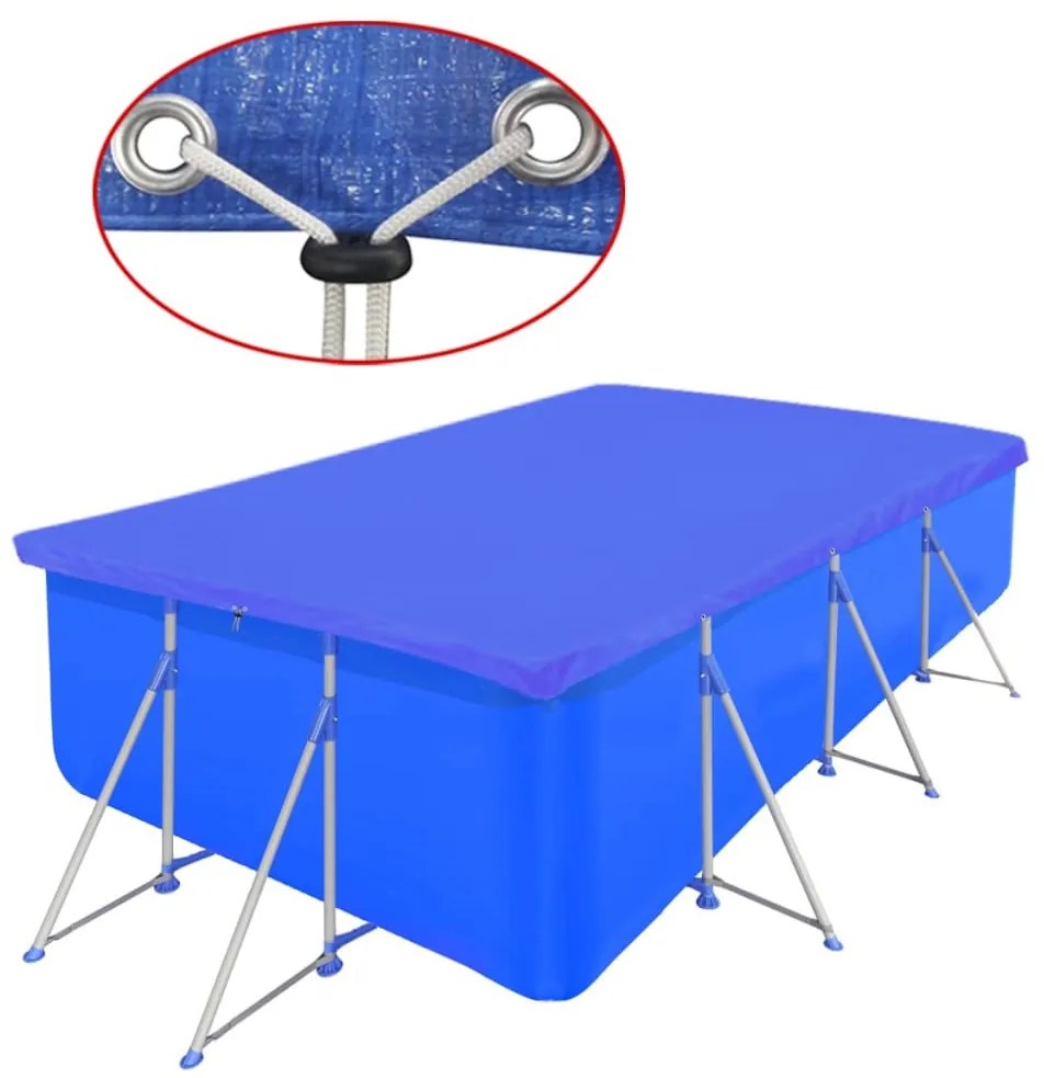 Négyszögletes PE medencetakaró 90 g/m² 540 x 207 cm