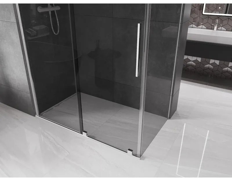 Mexen Velar, zuhanykabin tolóajtóval 140 x 75 cm, 8mm szürke üveg, króm, 871-140-075-41-01