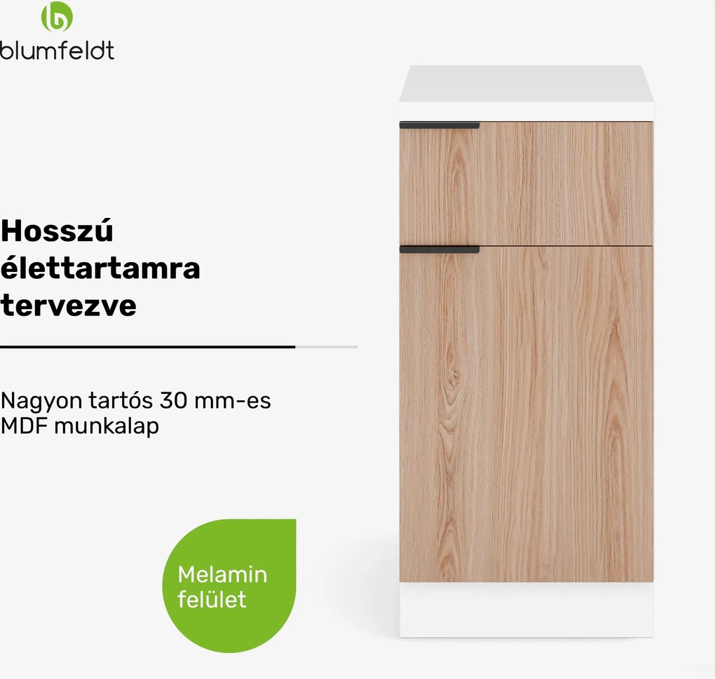 Blumfeldt WoodVista Fiókos szekrény, Robusztus MDF munkalap, Soft-Close zsanérok, Alumínium fogantyúk