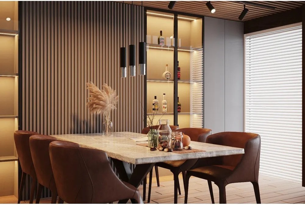 Fekete-ezüstszínű fém függőlámpa ø 8 cm Longbot – Sollux