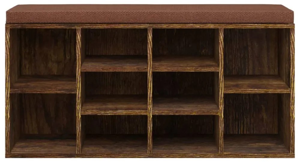 füstös tölgy színű szerelt fa cipőtároló pad 103x30x48 cm