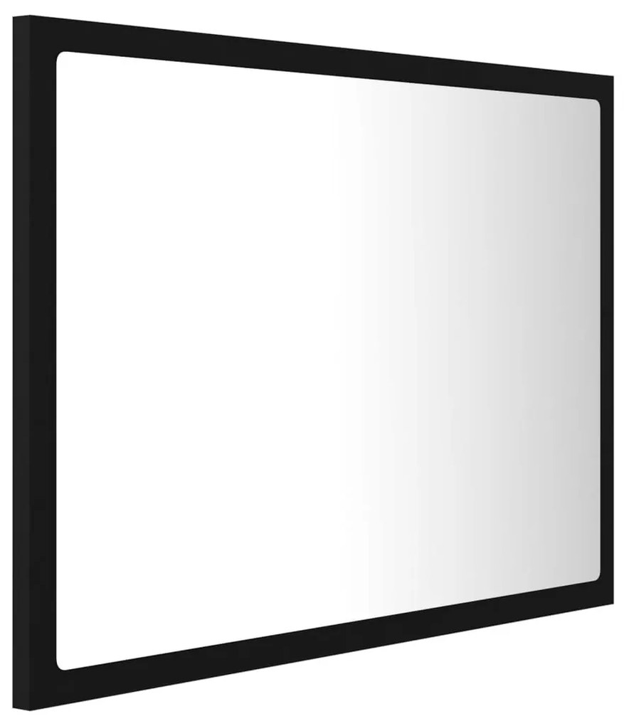 Fekete akril LED-es fürdőszobai tükör 60x8,5x37 cm