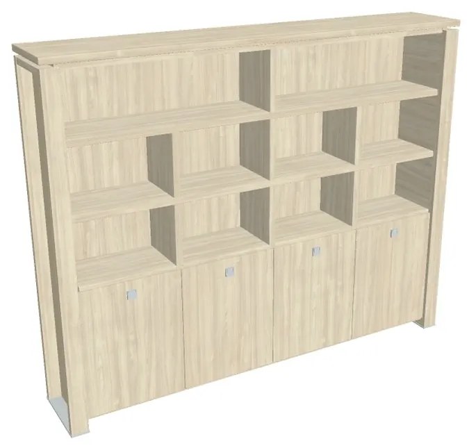 Verno+ S magas szekrény 260 x 46 x 210 cm, polccal, akác / vanília
