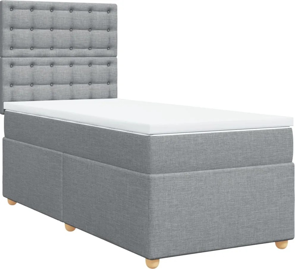 vidaXL világosszürke szövet rugós ágy matraccal 100 x 200 cm