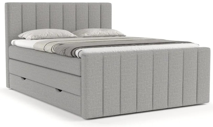 Világosszürke ágyneműtartós boxspring ágy 200x200 cm Ruby – Maison de Rêve