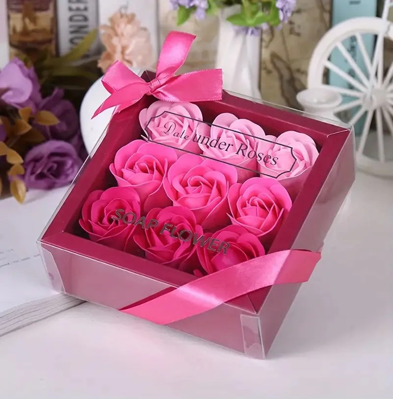 Szappanrózsa rózsaszirmok virágok 9 db-os női rózsa fürdő kád