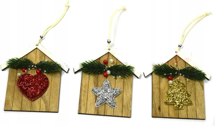 Karácsonyfa Dekoráció Fa Házikó Karácsonyi Dekorációval