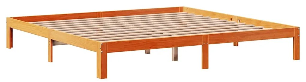 viaszbarna tömör fenyőfa ágykeret fiókkal 180 x 200 cm