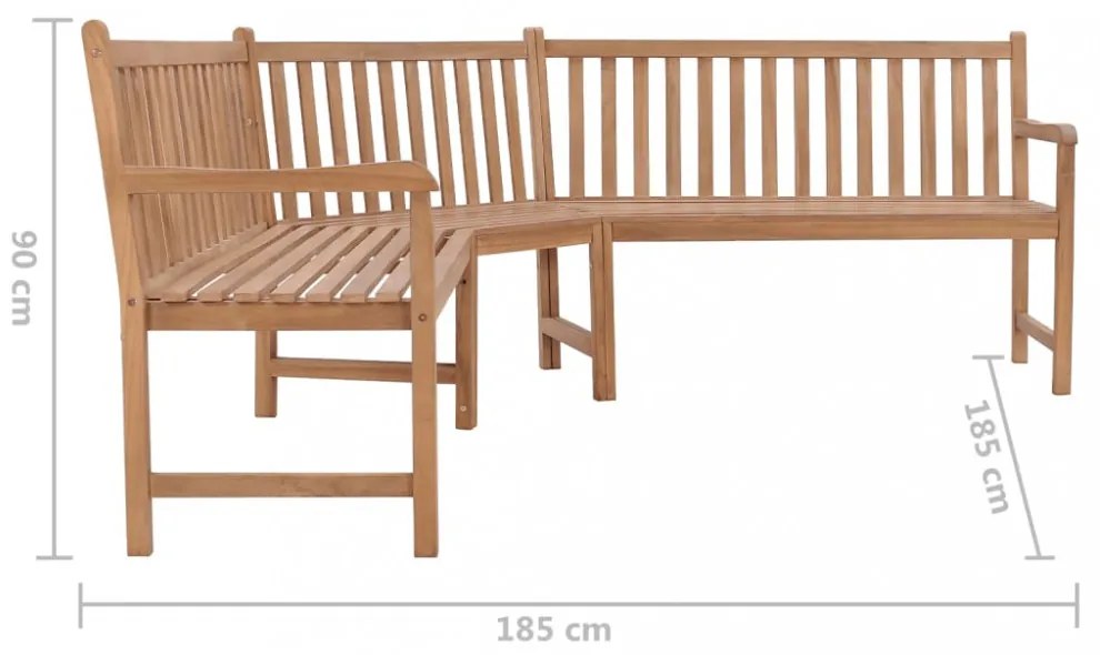 tömör tíkfa kerti sarokpad 185 x 185 x 90 cm