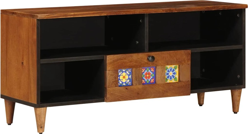 vidaXL TV szekrény fiókkal Dió 100 x 33 x 46 cm Tömör Mangófát