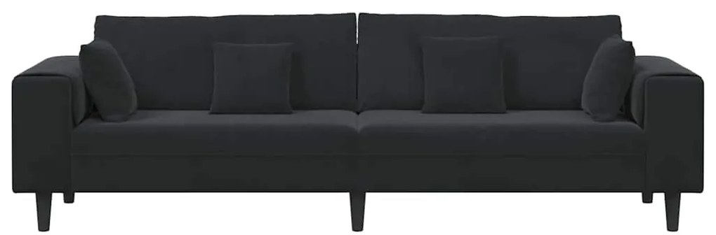 Bársony Kanapé párnával Fekete 208 cm Bársony