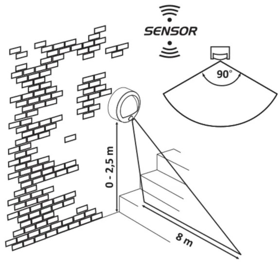Rabalux 7969 - LED Kültéri fali lámpa szenzorral AMARILLO LED/1,5W/3xAA IP44