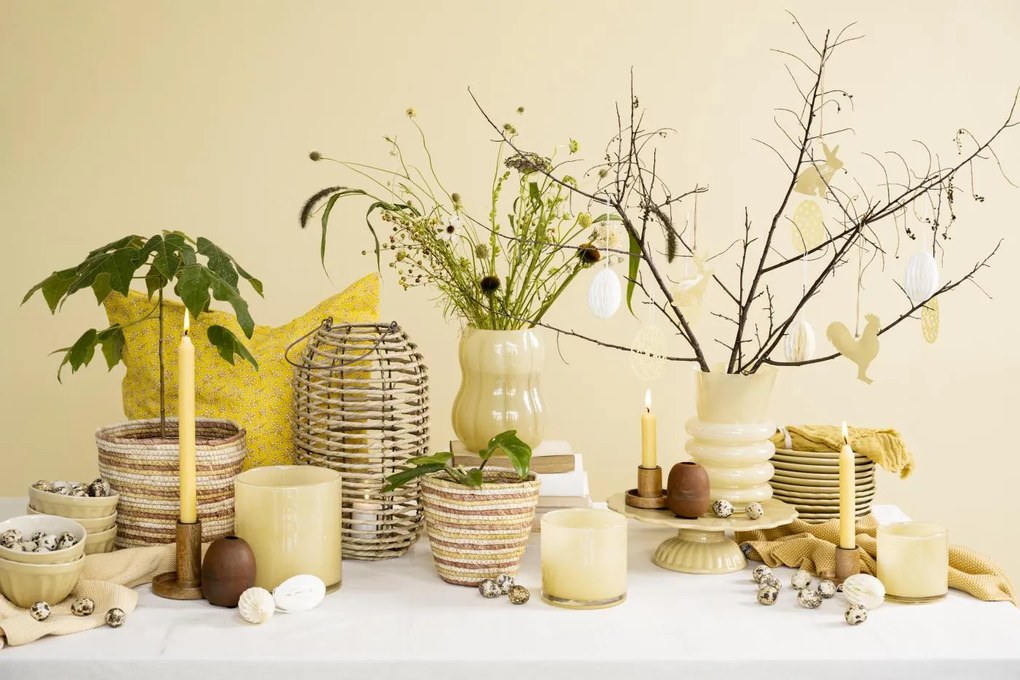 IB Laursen Üveggyertyatartó VENECIA 16 cm, sárga