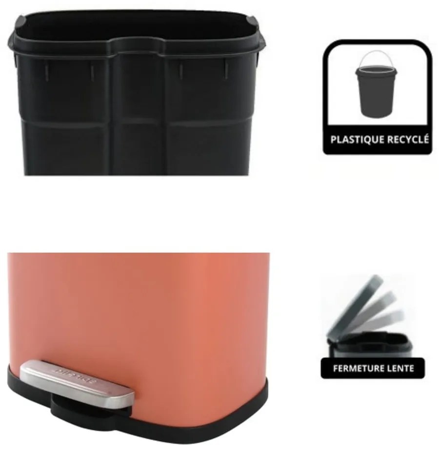 Terrakotta színű acél pedálos szemetes 5 l Akira – Spirella