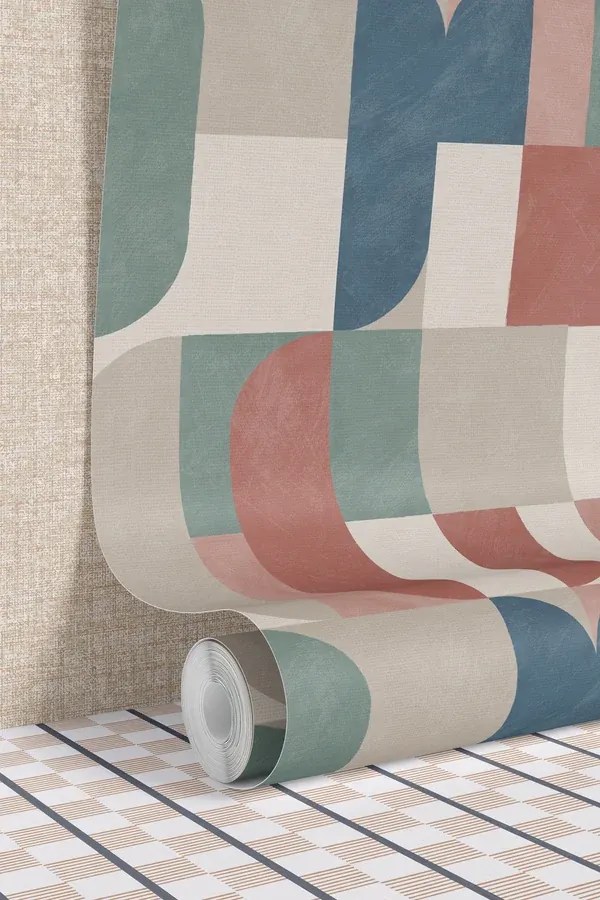Esselle Home A La Mode Atton kék-kékeszöld geometrikus vlies tapéta – 100620EH