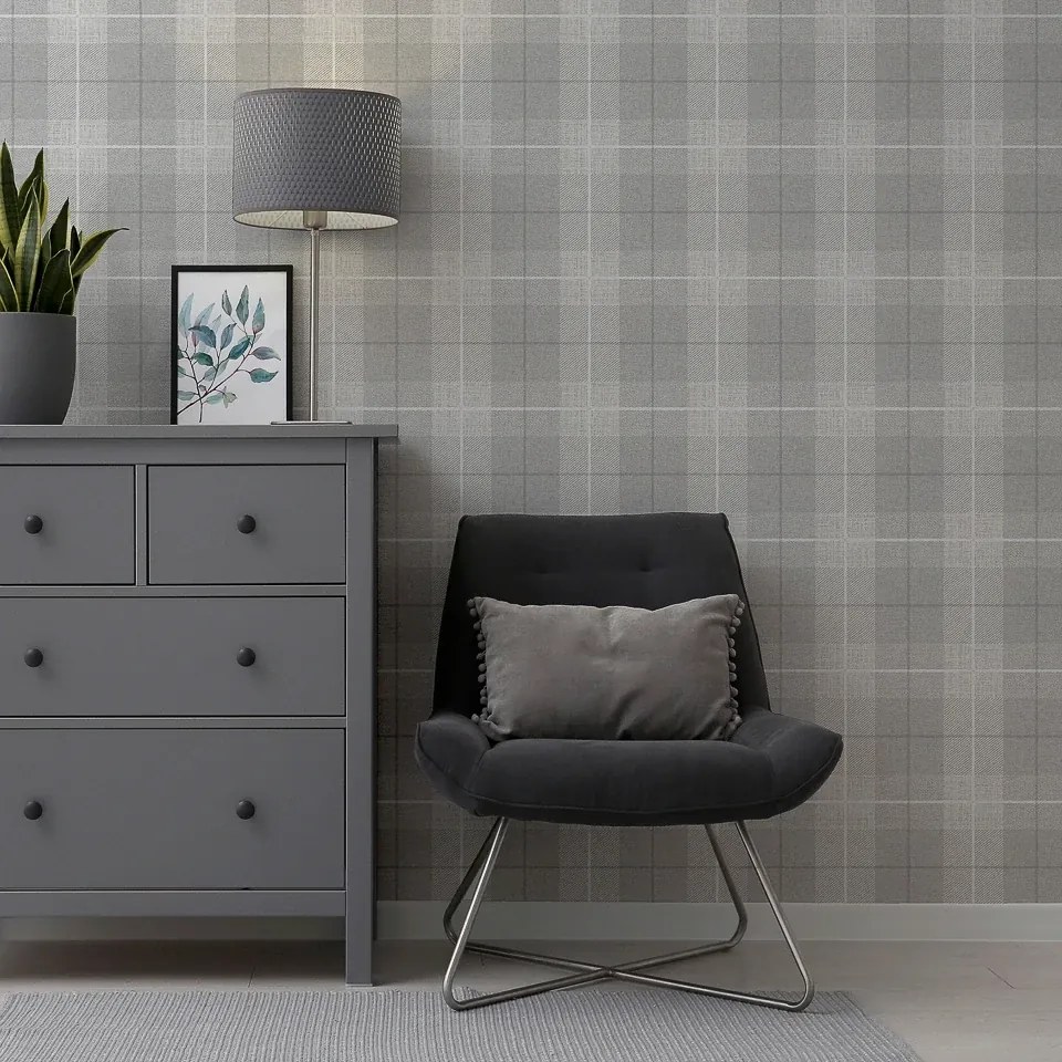 Arthouse Signature 1 Country Tartan szürke kockás vlies tapéta – 294901