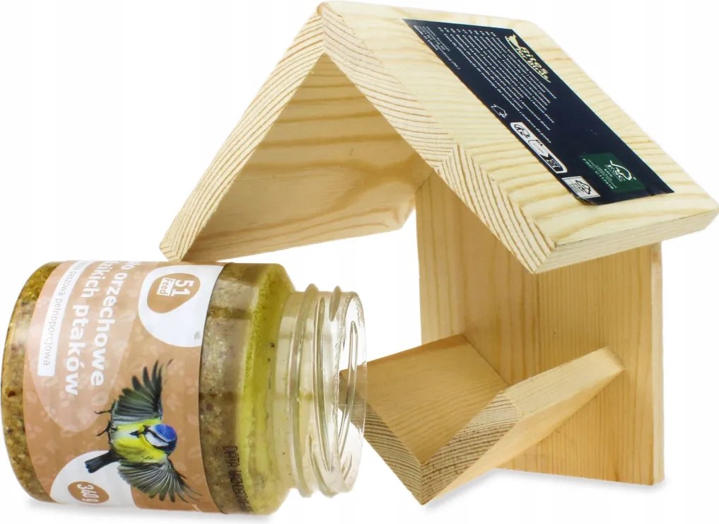 Fából Készült Stílusos Madáretető Mogyoróvaj Téli Eledel