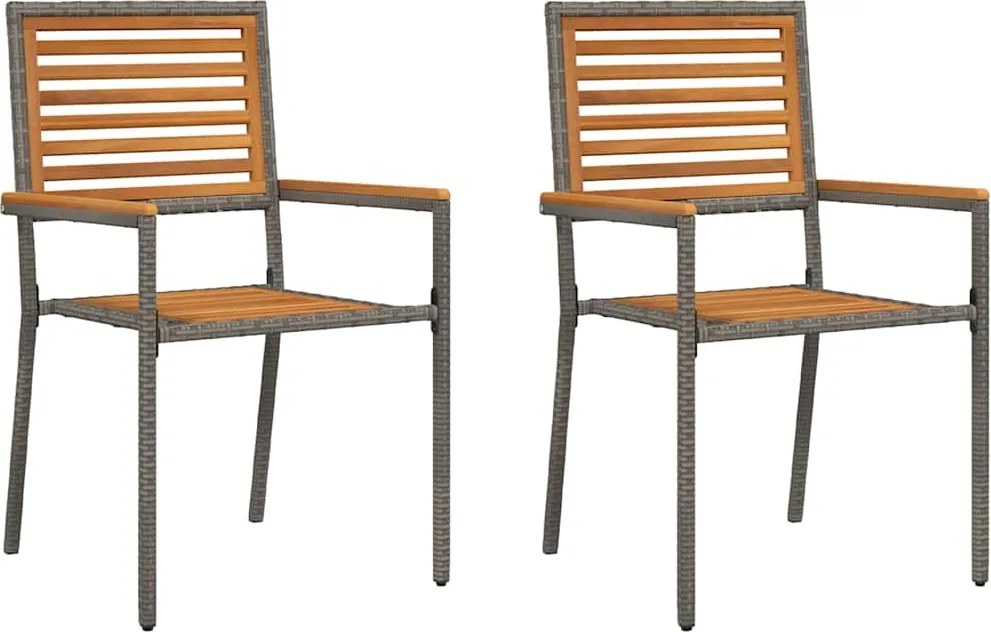 vidaXL Kerti összecsukható székek 2 pcs Barna és Szürke