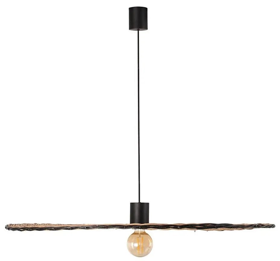 FARO 68590-70 - Csillár zsinóron COSTAS 1xE27/15W/230V á. 100 cm fekete/rattan