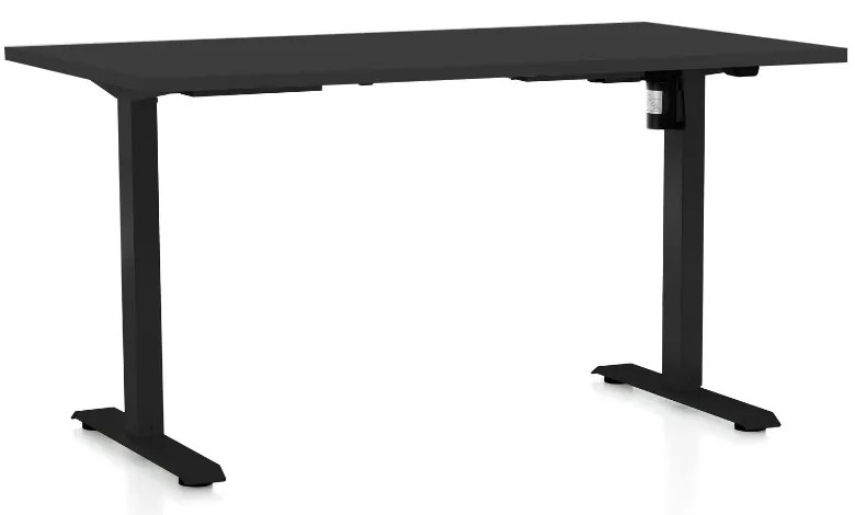 Állítható magasságú asztal OfficeTech A, 140 x 80 cm, fekete alap, fekete